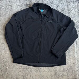 Eddie Bauer Black Windbreaker Jacket Classic Matte Finish